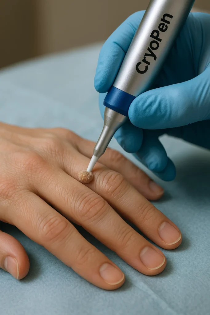 example of cryopen wart removal Portsmouth treatment on a persons finger