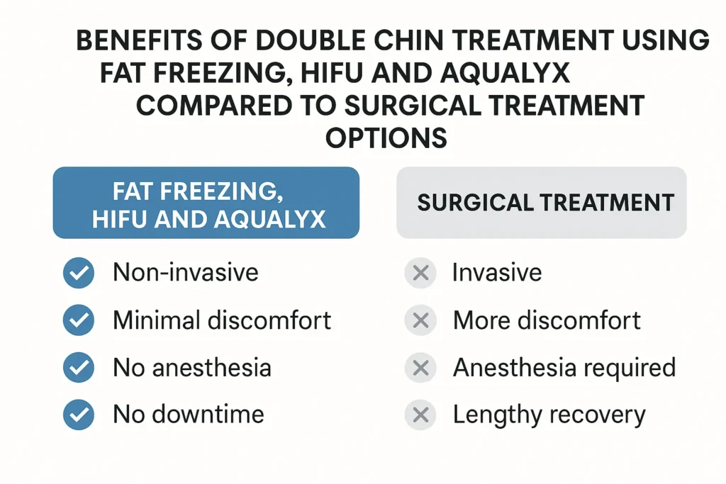Graphic about the benefits of double chin treatment Portsmouth - from LA LIPO