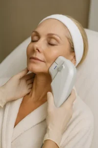 Woman receiving HIFU non surgical facelift treatment Portsmouth