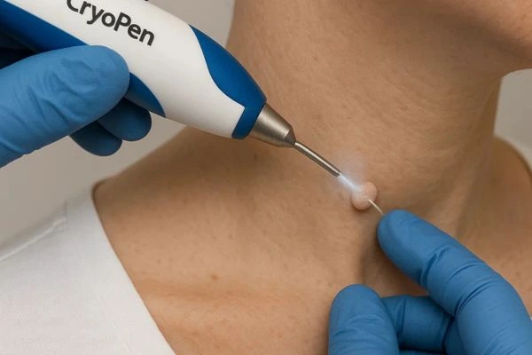 Person receiving Cryotherapy skin tag removal Portsmouth